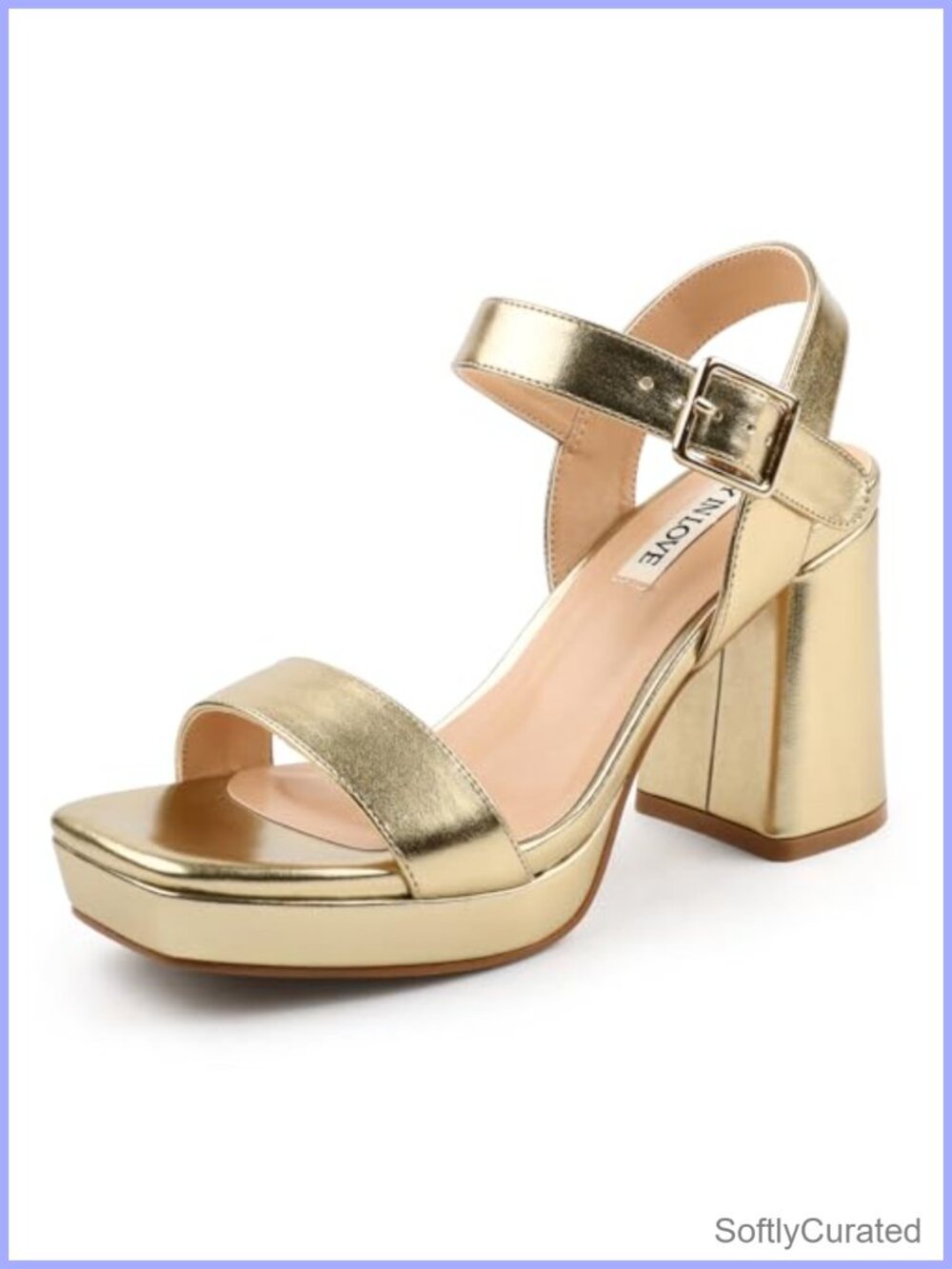 Women's Chunky Block Heel Platform Sandals with Ankle Strap and Buckle